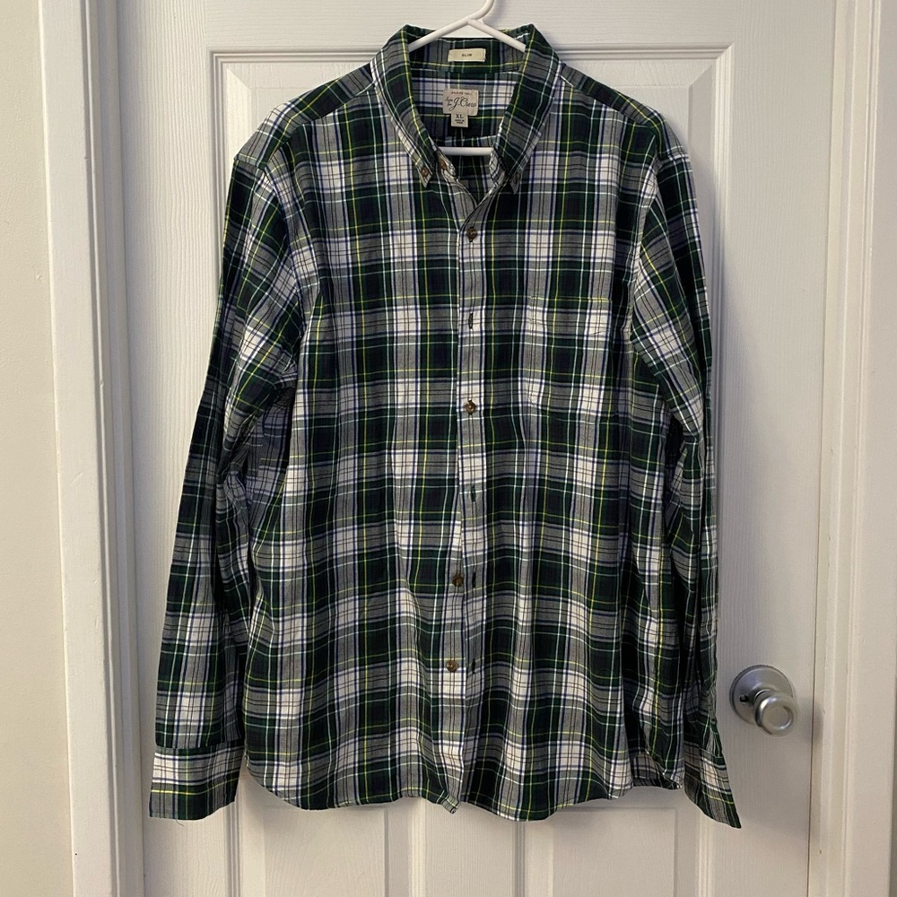 JCrew Men’s plaid button down NWT XL